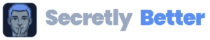 Secretly Better logo: a pixel-art face making a hush gesture beside the wordmark