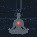 How to stop being paranoid about cheating: calm seated silhouette with untangled lines and a glowing heart, letting go of cheating paranoia when no infidelity is found